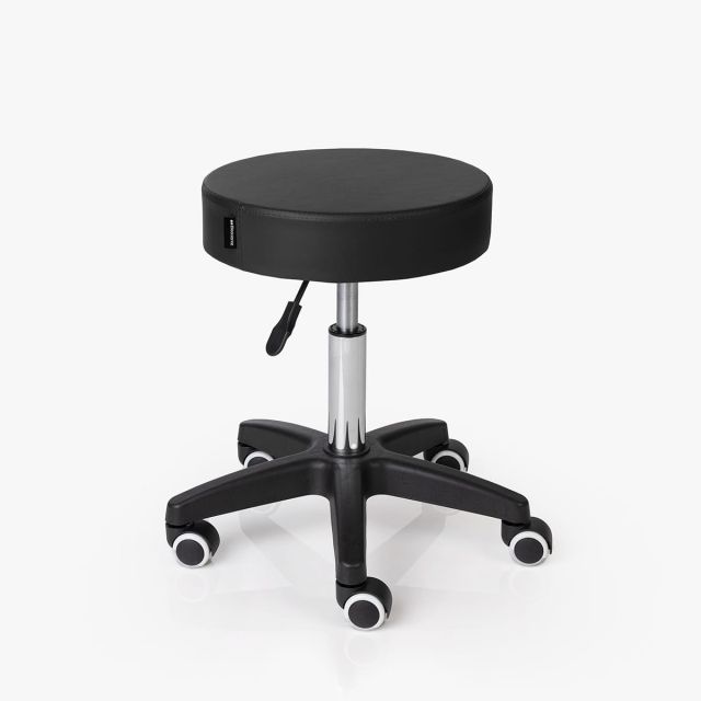 Banco com rodas redondo - preto